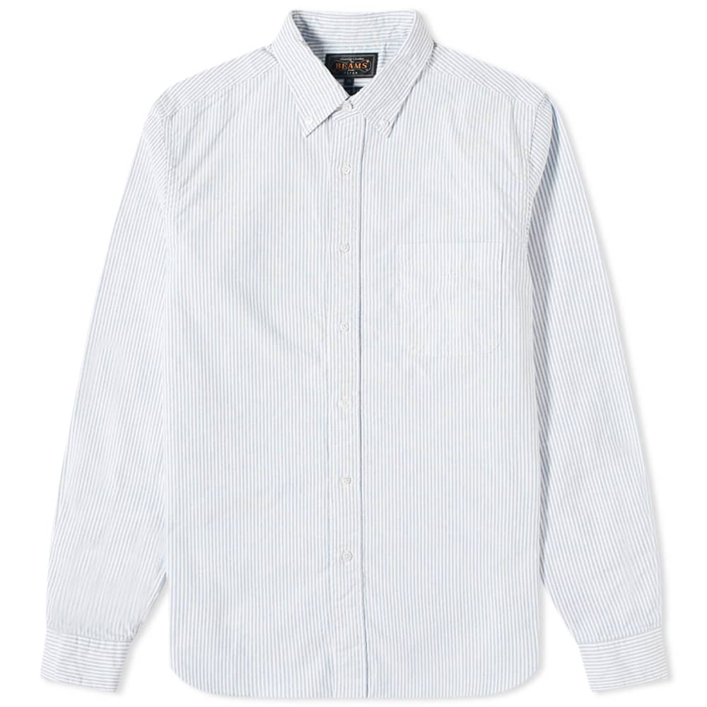 Beams Plus Button Down Candy Stripe Shirt Blue END. (UK)