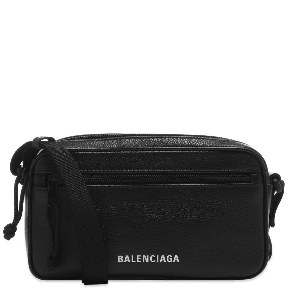 Balenciaga Grained Leather Logo Camera Bag Black END. (US)