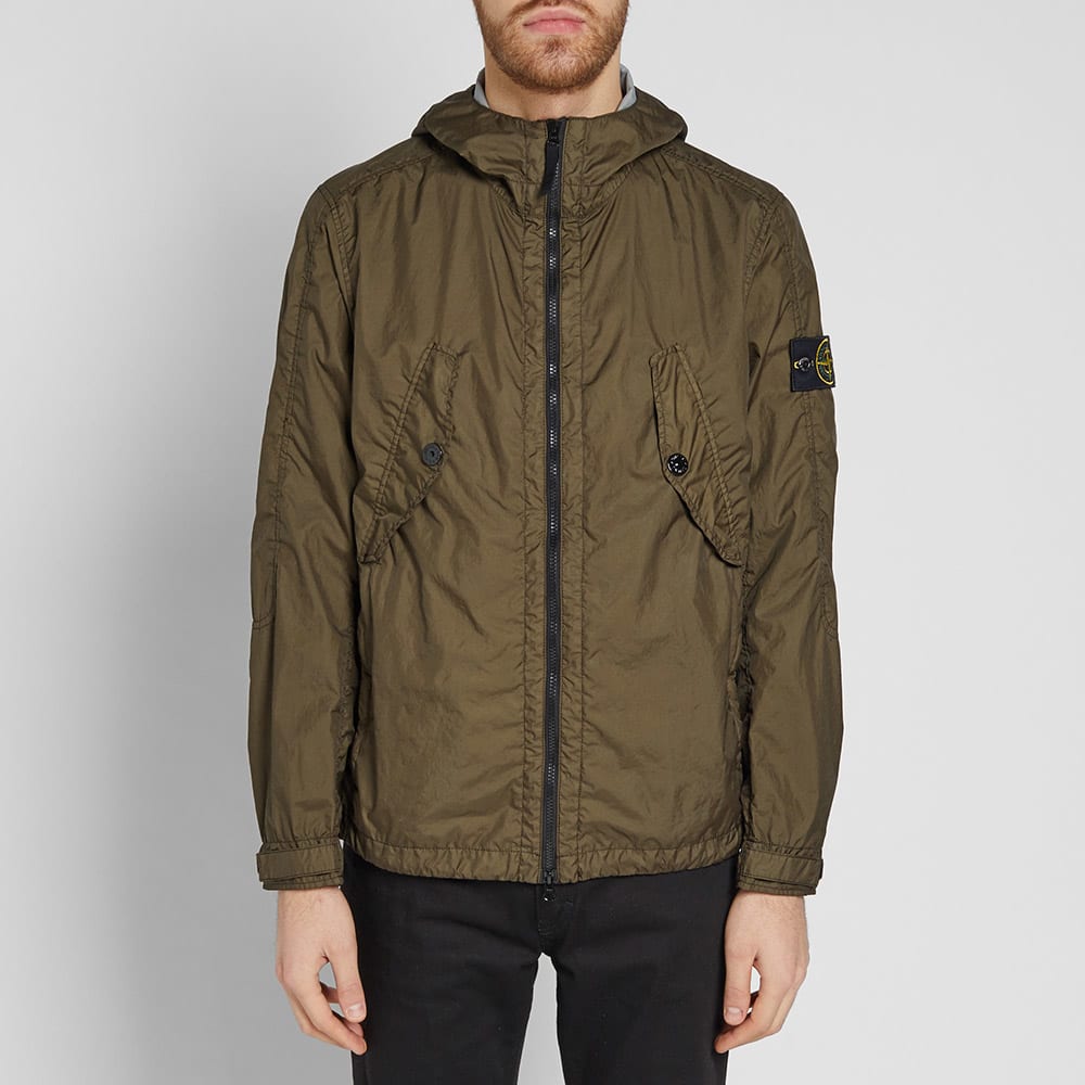 Stone Island Membrana 3L TC Hooded Jacket Military Green | END.