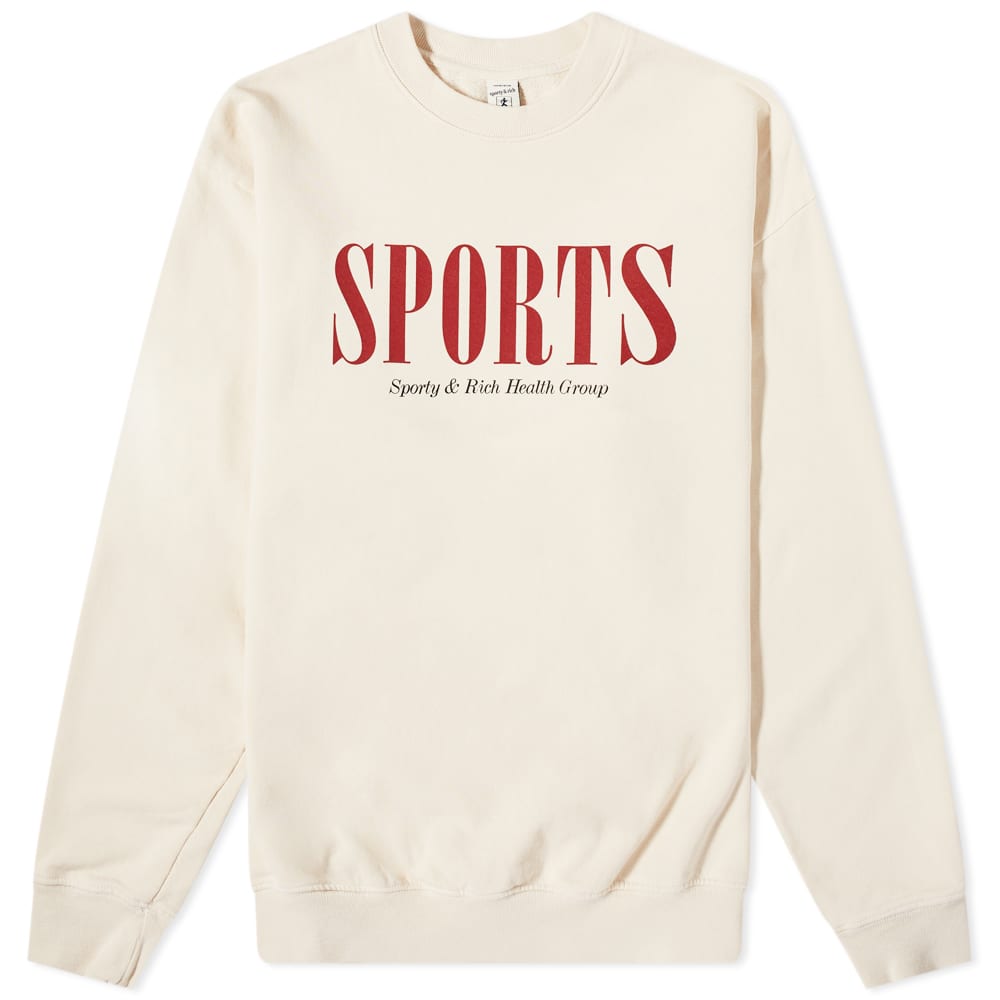 Sporty & Rich Sports Logo Crew Sweat Cream & Maroon END. (IT)