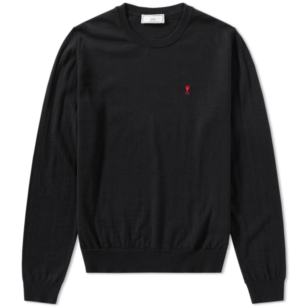 AMI Heart Logo Crew Knit Black | END. (Global)