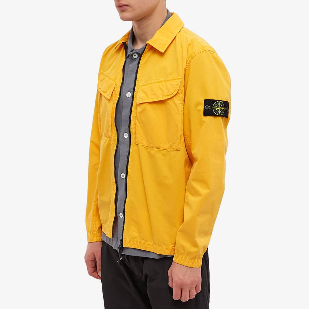 Stone Island Brushed Cotton Canvas Zip Overshirt Yellow END. (IE)