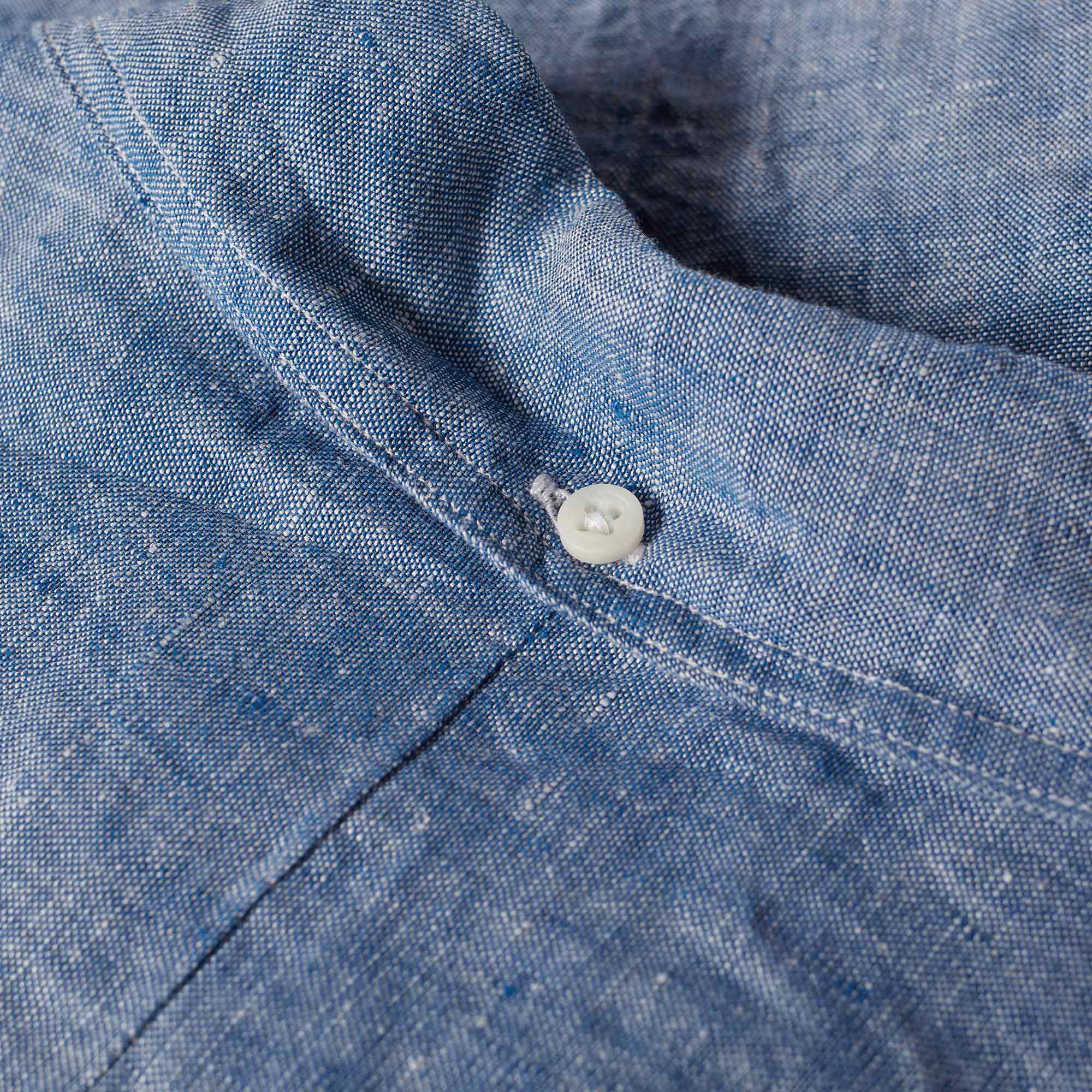 Gitman Vintage Short Sleeve Linen Chambray Shirt Blue END. (UK)