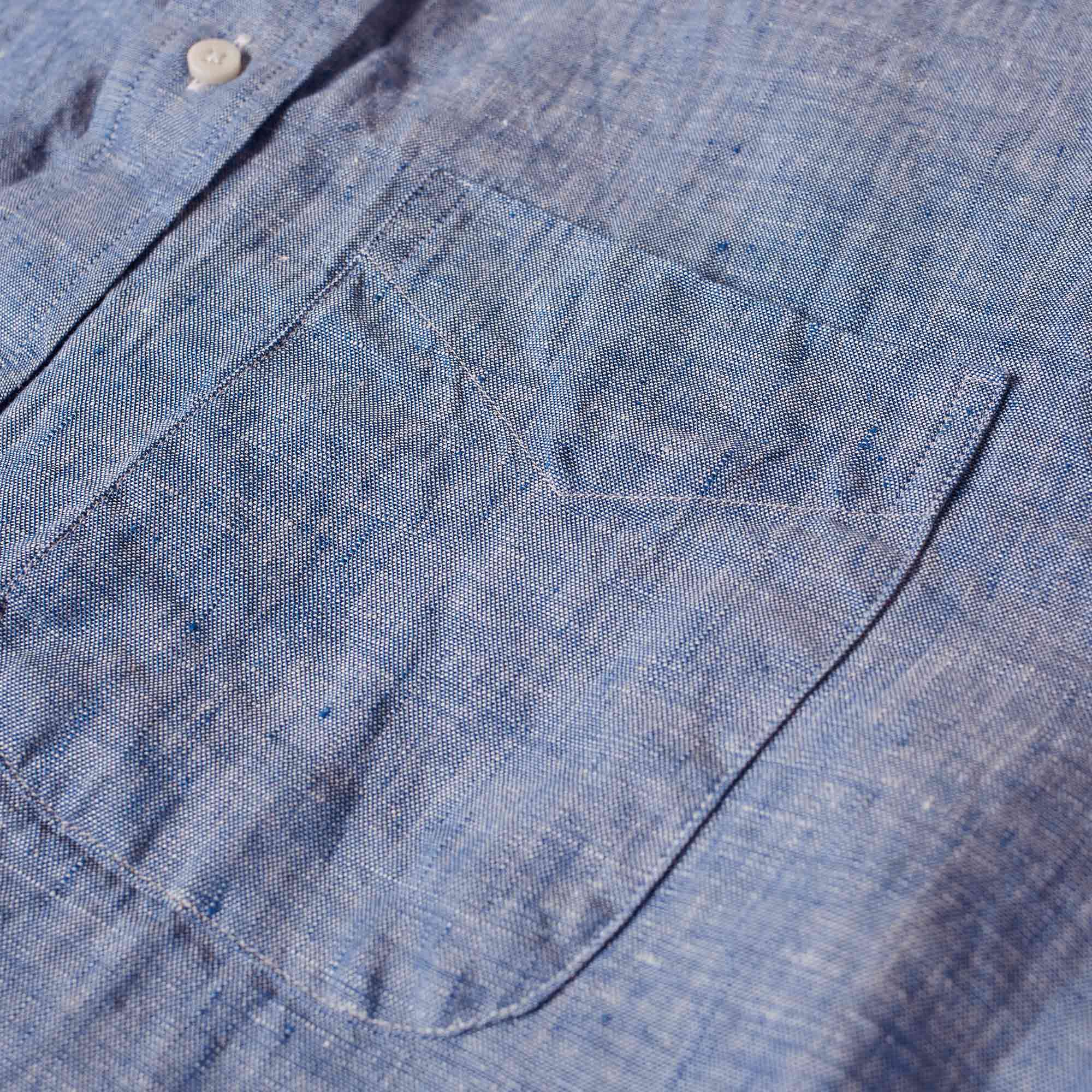 Gitman Vintage Short Sleeve Linen Chambray Shirt Blue END. (UK)