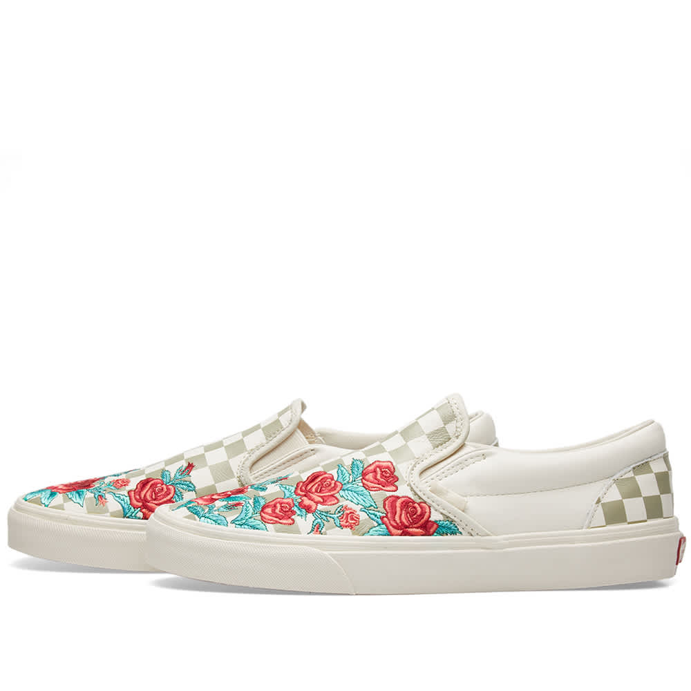 Vans Classic Slip On DX Rose Embroidery Marshmallow & Turtledove END