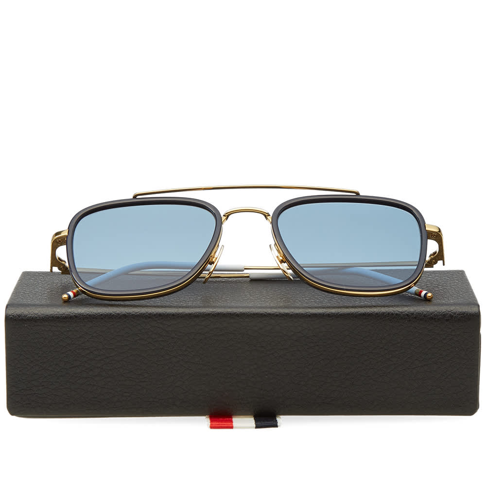 Thom Browne TB-800 Sunglasses 18K Gold & Dark Blue | END. (US)