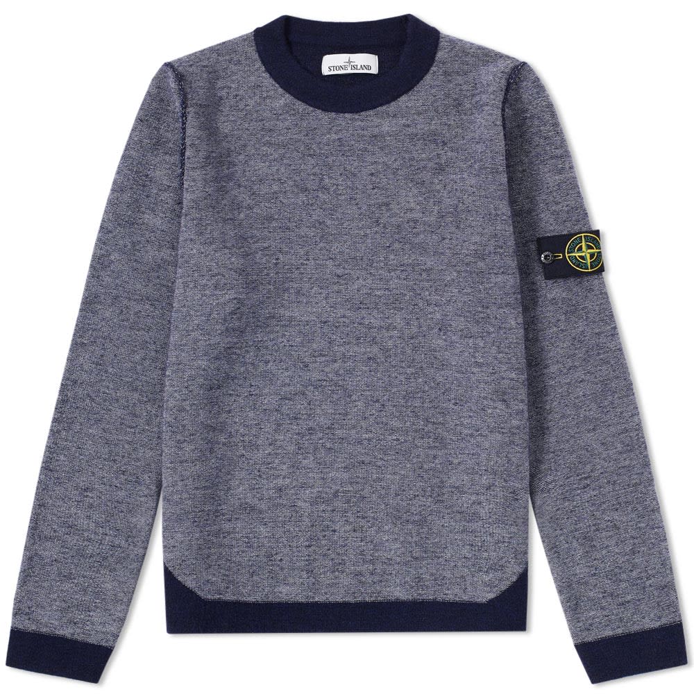 Stone Island Light Wool Colour Block Crew Knit Grey END.