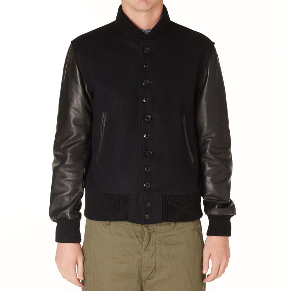Golden Bear Sportswear x Engineered Garments Varsity Jacket Black Wool & Leather END. (US) Golden Bear Sportswear x Engineered Garments Varsity Jacket Black Wool & Leather END. (US)