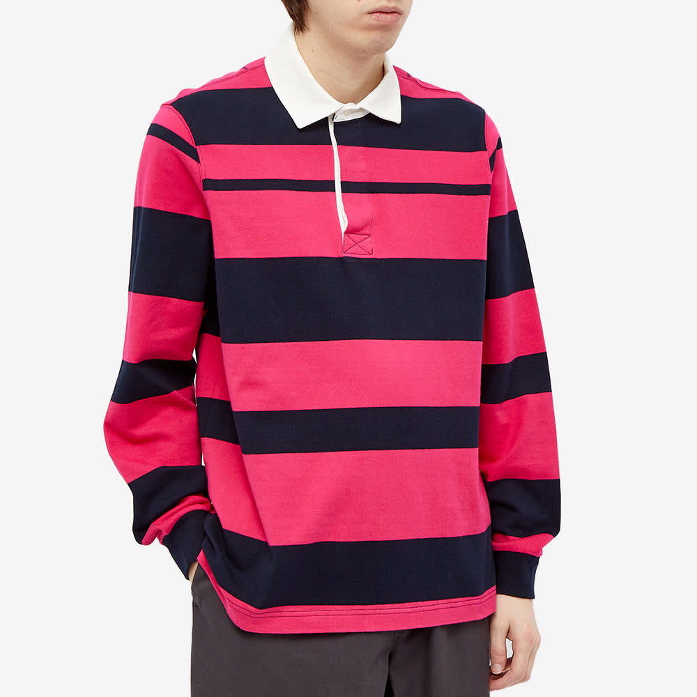 Pop Trading Company Striped Rugby Shirt Pink & Navy END. (US)