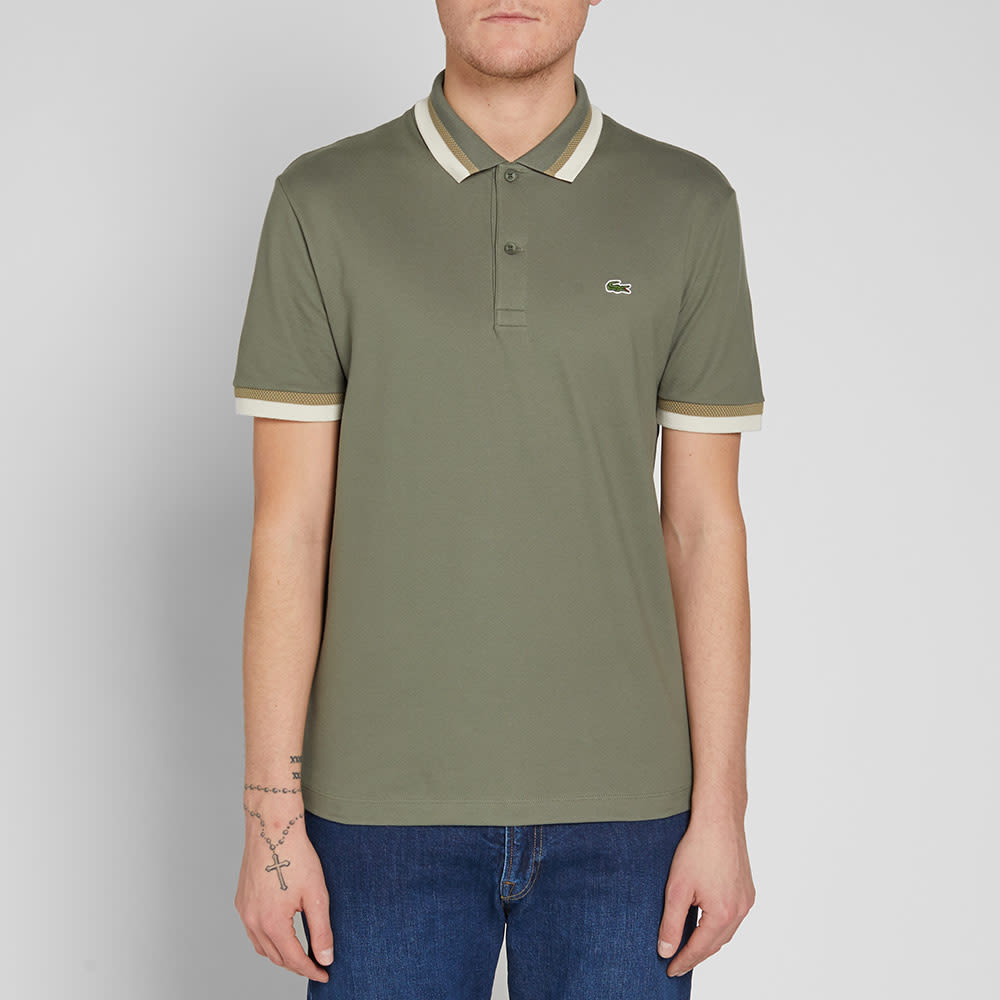 lacoste tipped collar polo