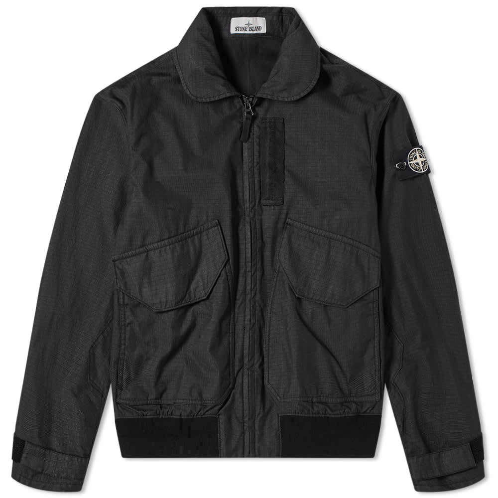 Stone Island Reflective Weave Zip Bomber Jacket Black END.
