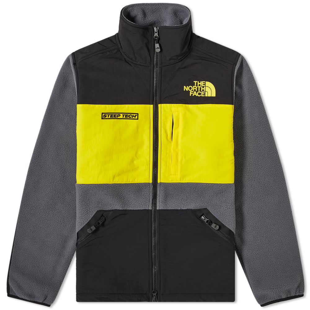 The North Face Steep Tech Full Zip Fleece Grey, Black & Yellow END.
