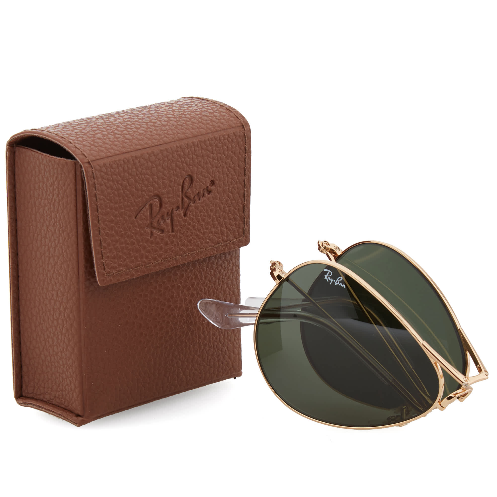 Ray Ban Aviator Folding Sunglasses Gold & Green END. (TW)