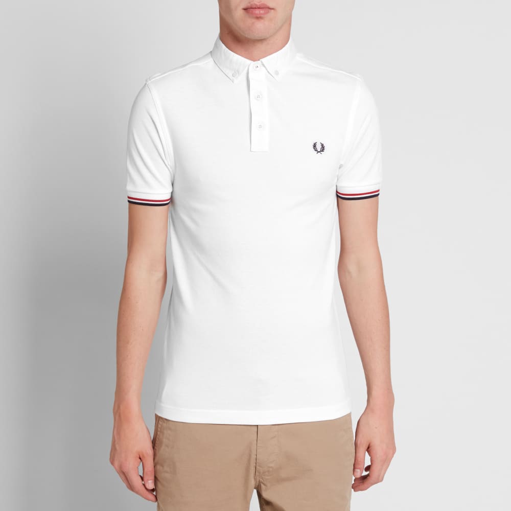 Fred Perry Woven Collar Polo White | END. (AU)