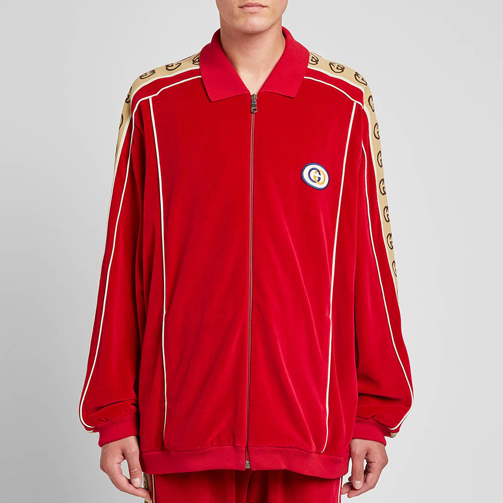 Gucci Velour Taped Oversized Track Jacket Cherry END. (UK)