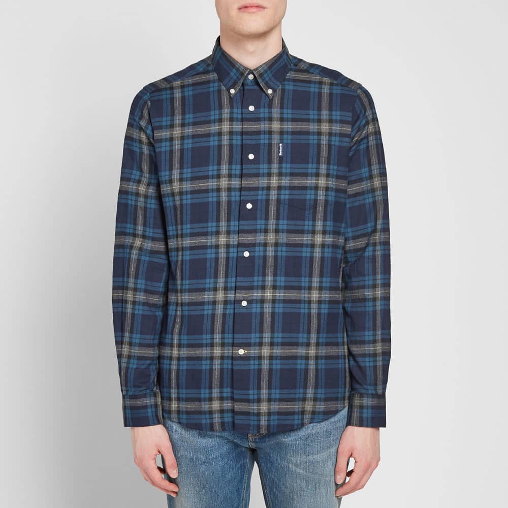 barbour highland check shirt navy