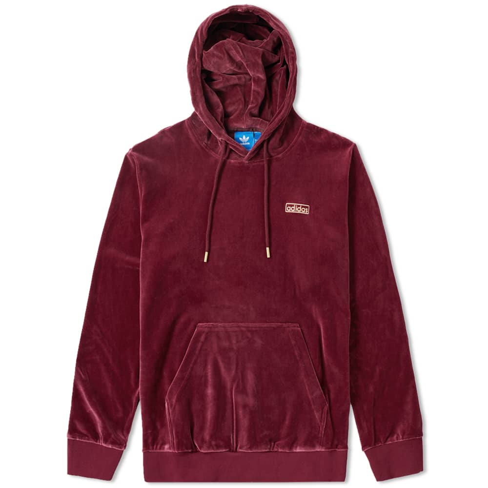 adidas velour hoodie maroon