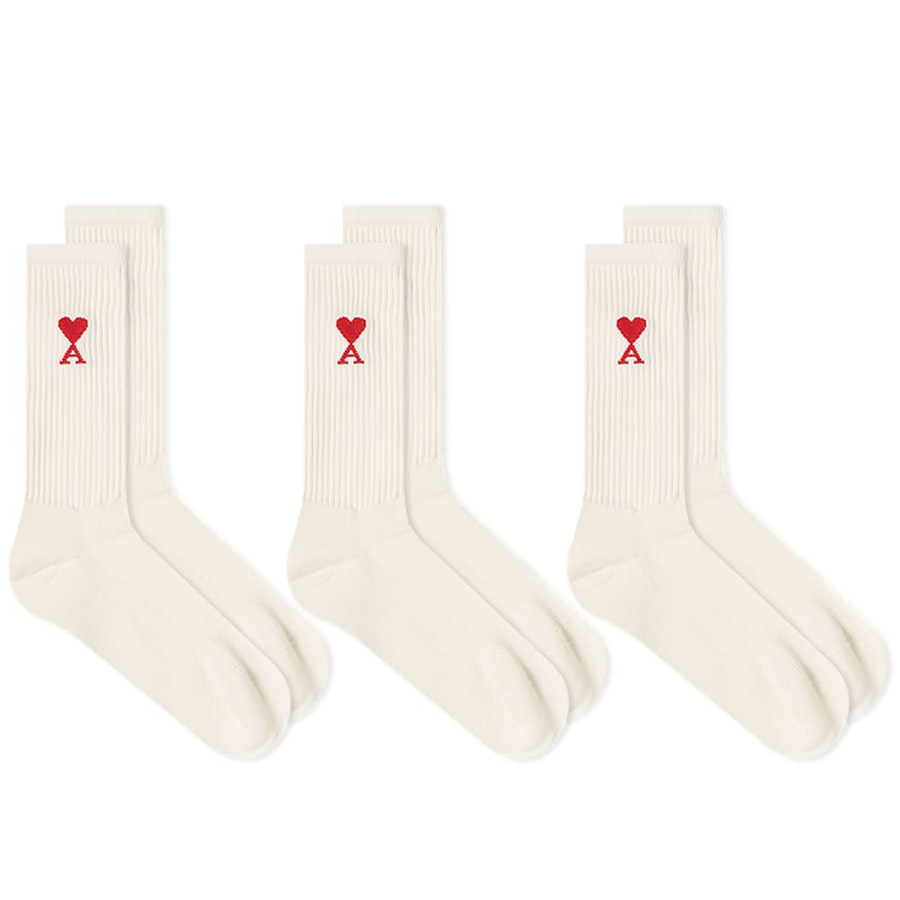 AMI Heart Sock - 3 Pack White | END.