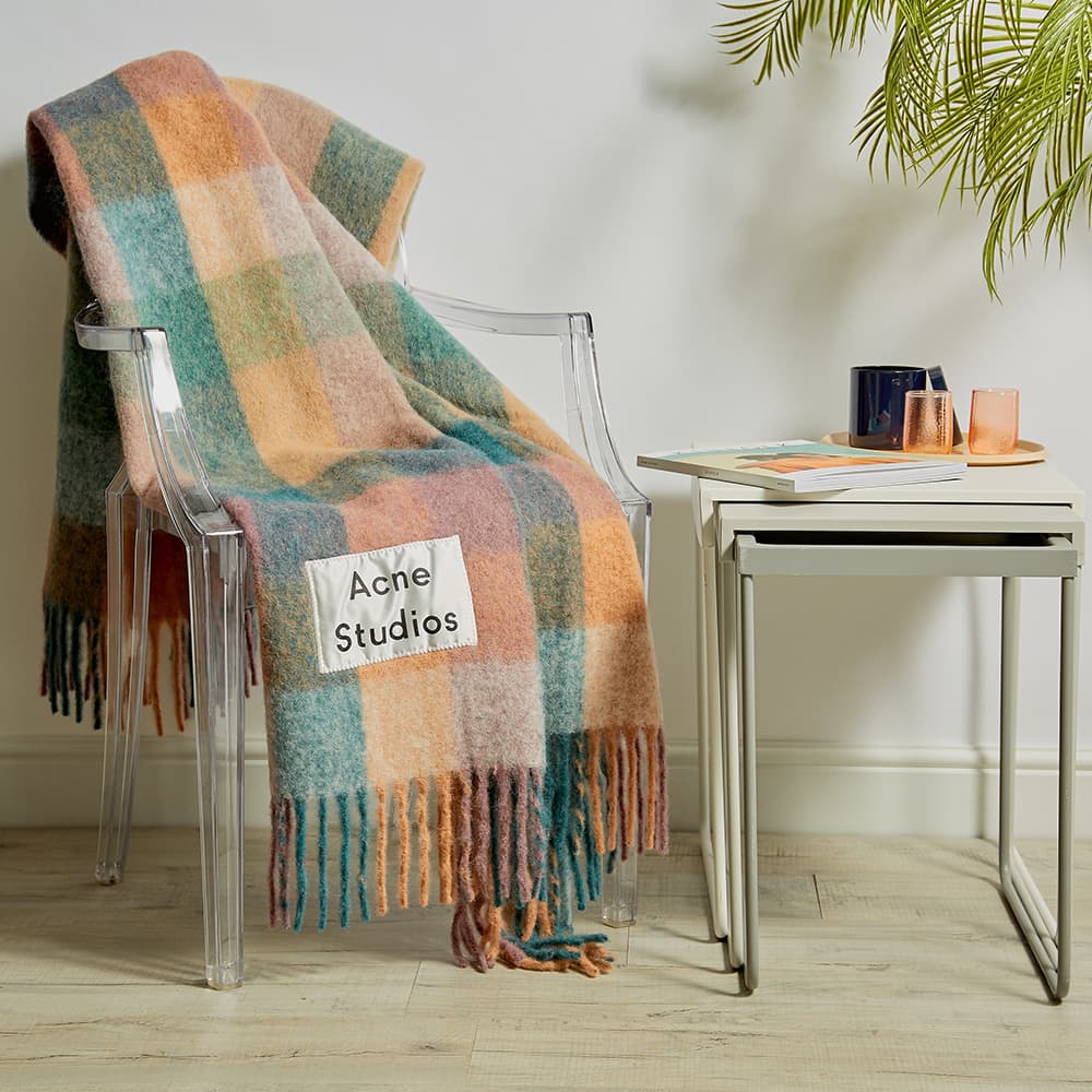 Acne Studios Vally Check Blanket Teal Blue & Lilac END. (TW)