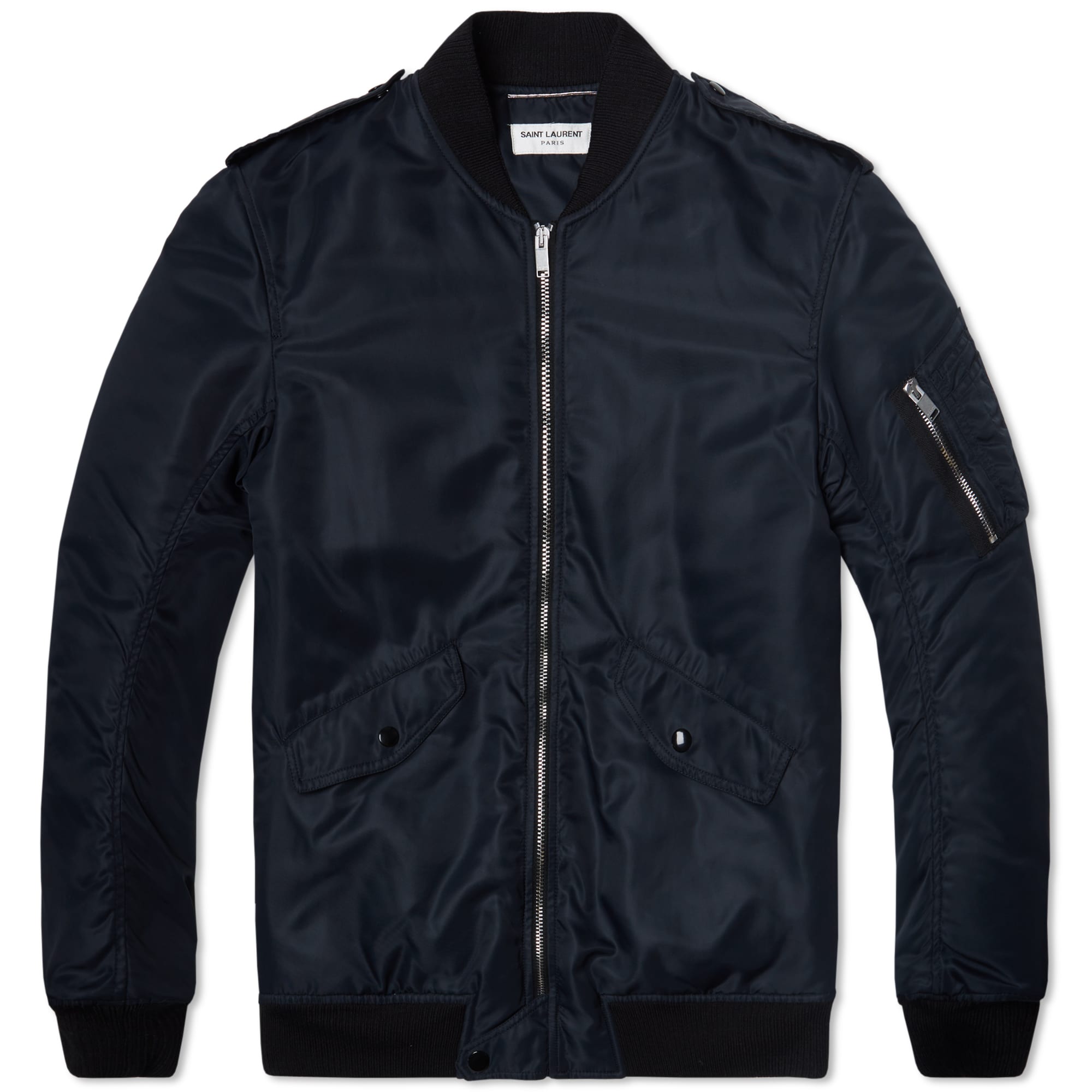 Saint Laurent Nylon Military Bomber Jacket Navy END.