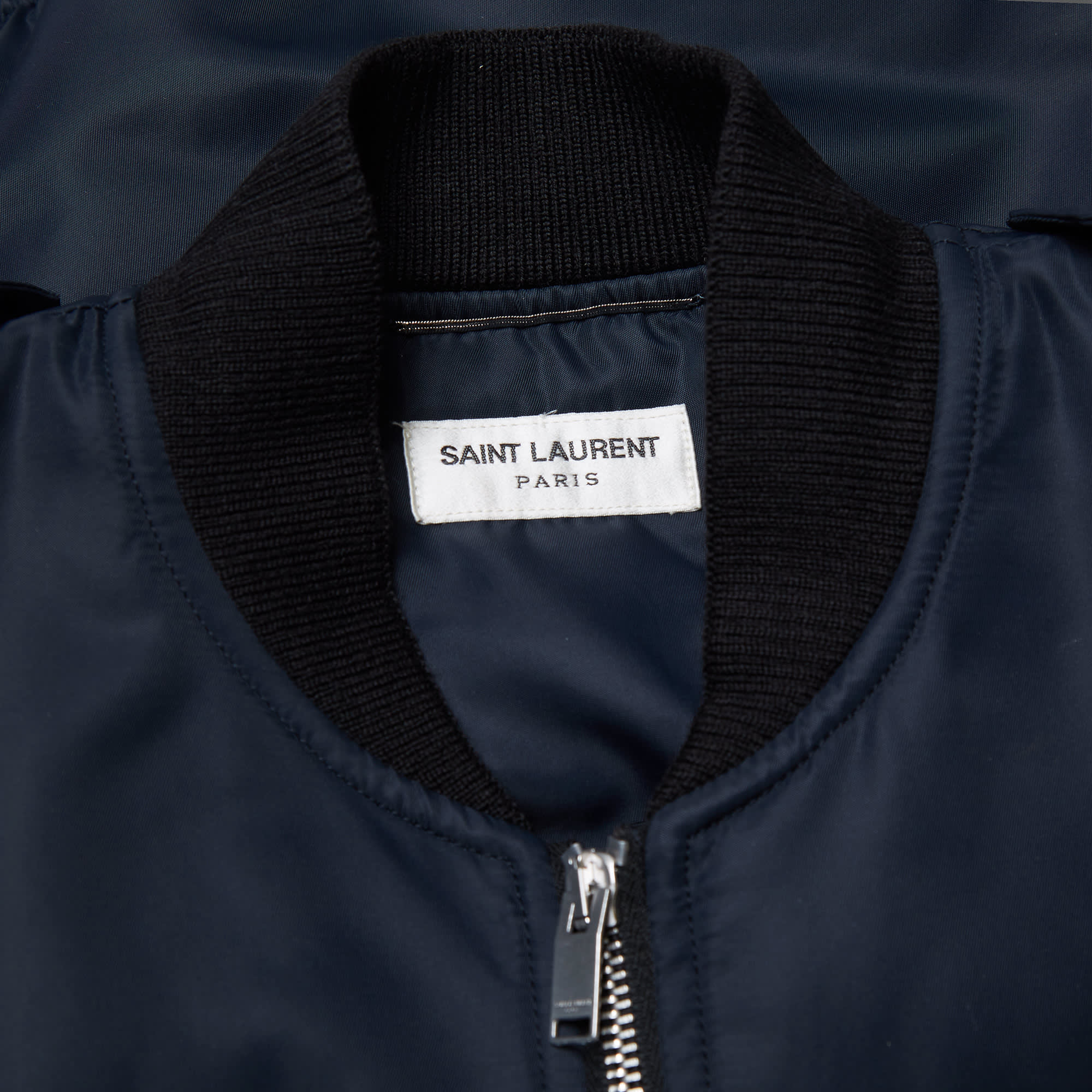 Saint Laurent Nylon Military Bomber Jacket Navy END.