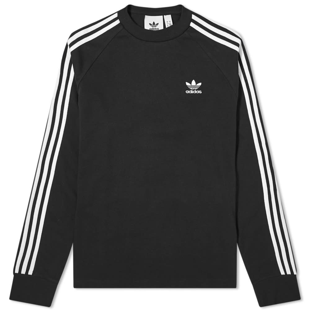 Adidas Long Sleeve 3 Stripe Tee Black | END. (US)