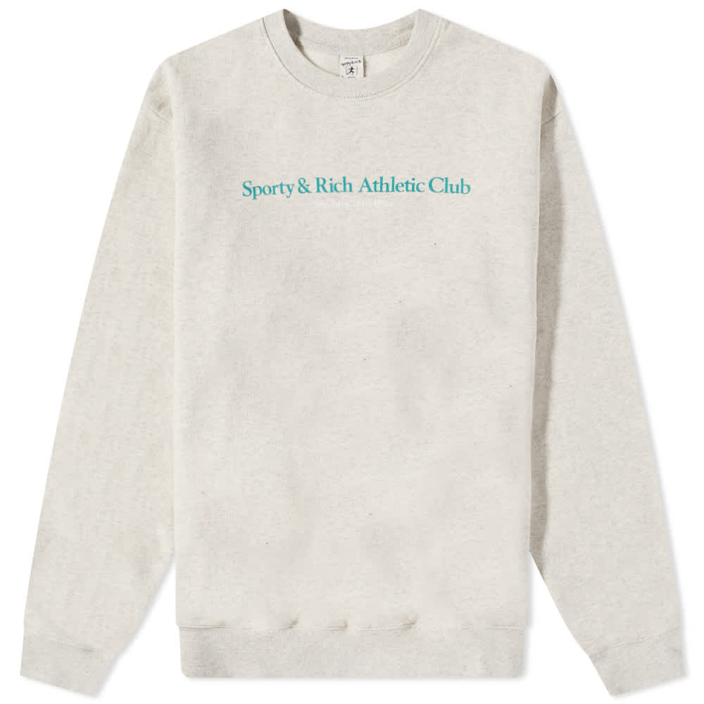 Sporty and Rich Athletic Club Crew Sweat Heather Oatmeal & Teal END. (NZ)