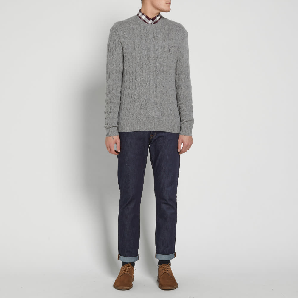 Polo Ralph Lauren Merino Blend Cable Crew Knit Fawn Grey Heather | END. (JP)