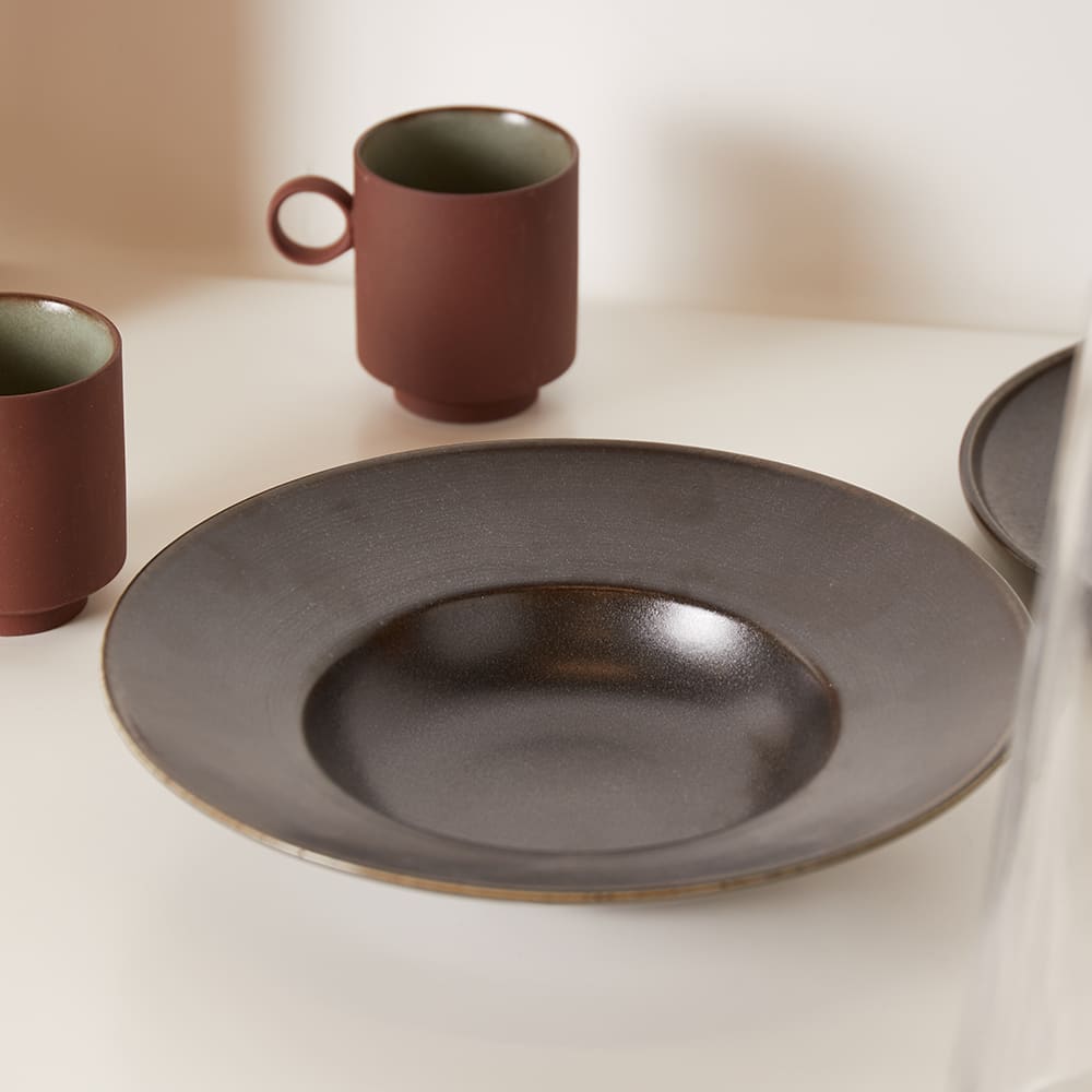 HK Living Pasta Plate Rustic Black END.