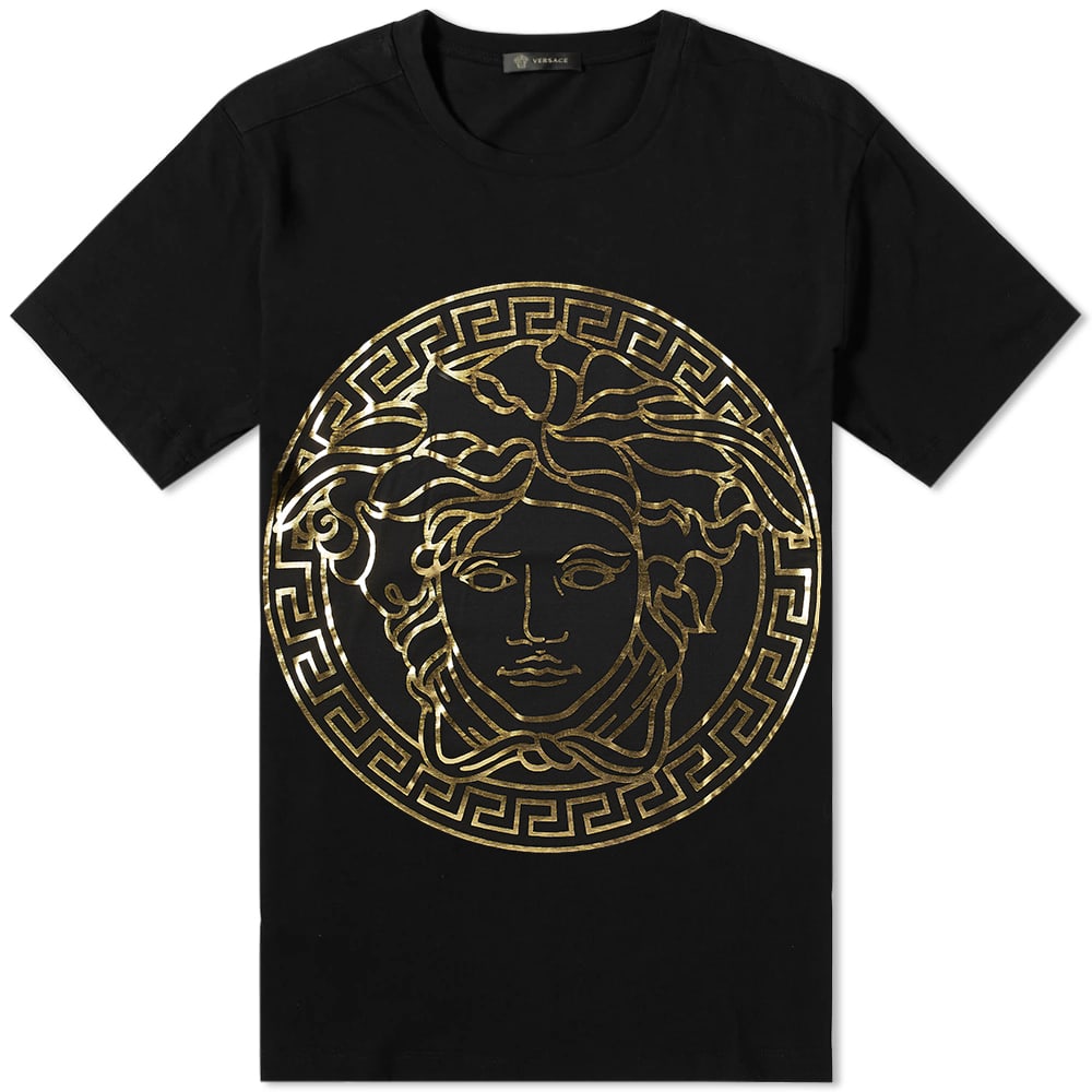 Versace Printed Large Medusa Head Tee Black & Gold | END.