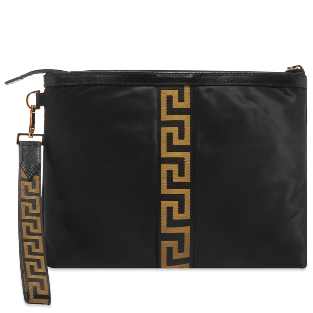 Versace Greek Logo Nylon Pouch Black & Gold END. (IT)