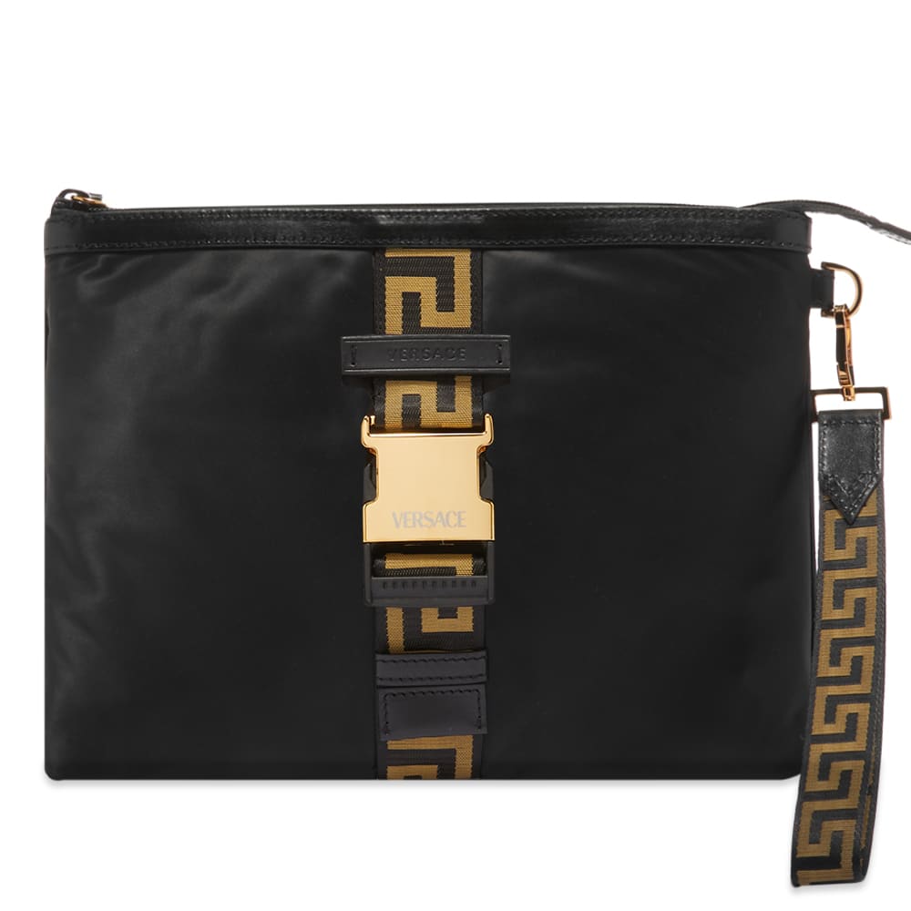 Versace Greek Logo Nylon Pouch Black & Gold END. (IT)