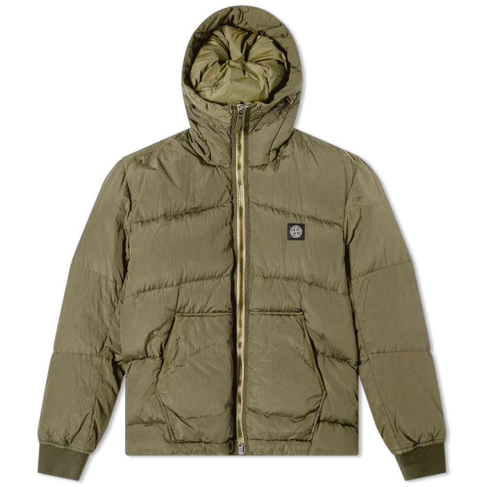 Stone Island Nylon Metal Watro Hooded Down Jacket Military Green END. (US)
