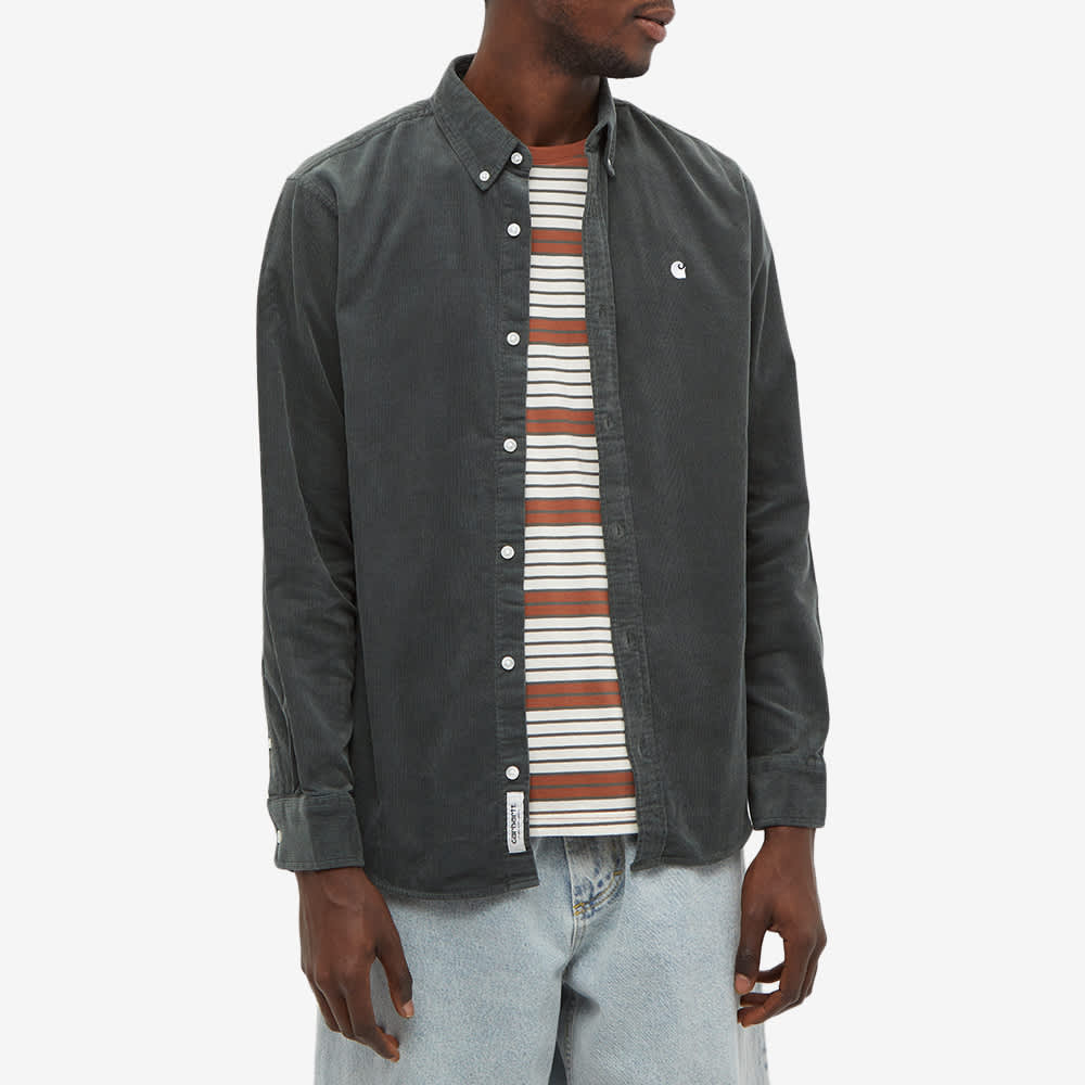 Carhartt WIP Madison Fine Cord Shirt Hemlock Green & White END. (US)