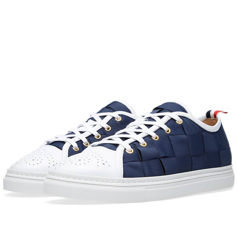 Thom Browne Woven Grosgrain Tennis Shoe Navy & White END. (UK)