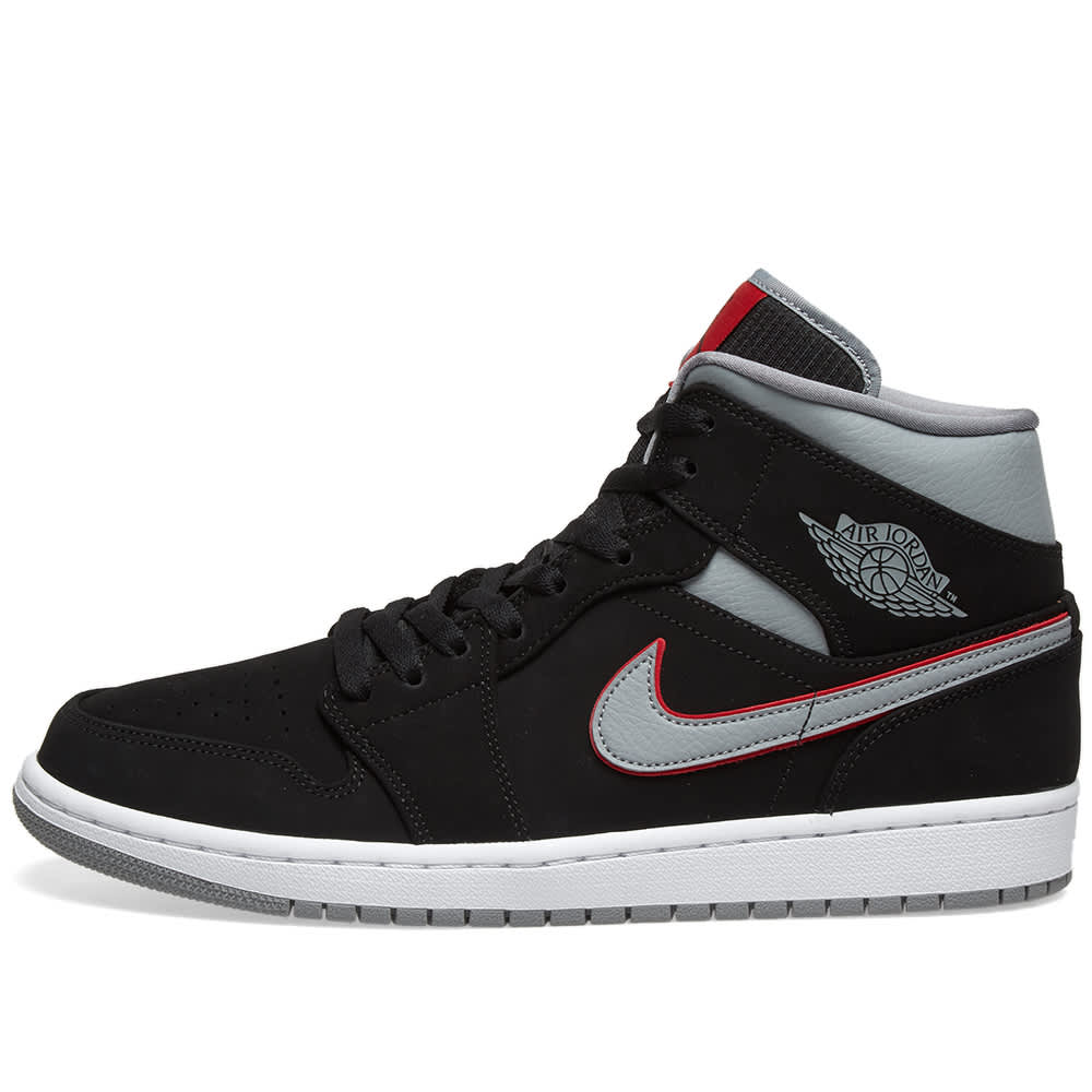 jordan 1 mid black grey white