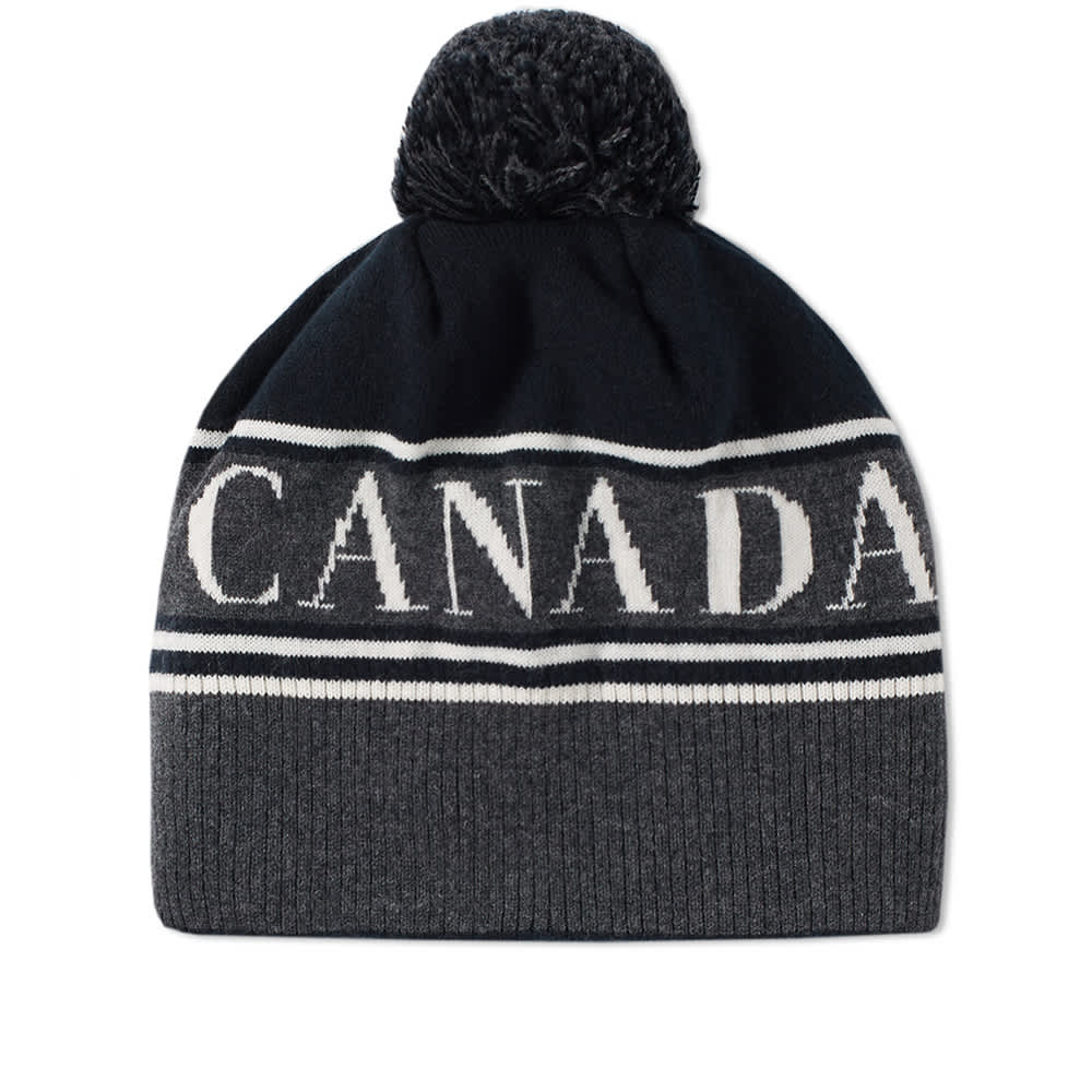Canada Goose Logo Pom Beanie Black END.