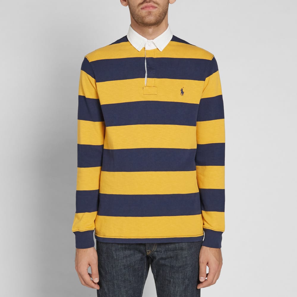 Polo Ralph Lauren Stripe Rugby Shirt French Navy & Basic Gold | END. (UK)