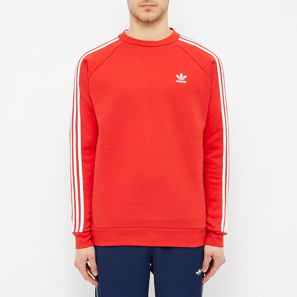 Adidas 3 Stripe Crew Sweat Red | END. (UK)