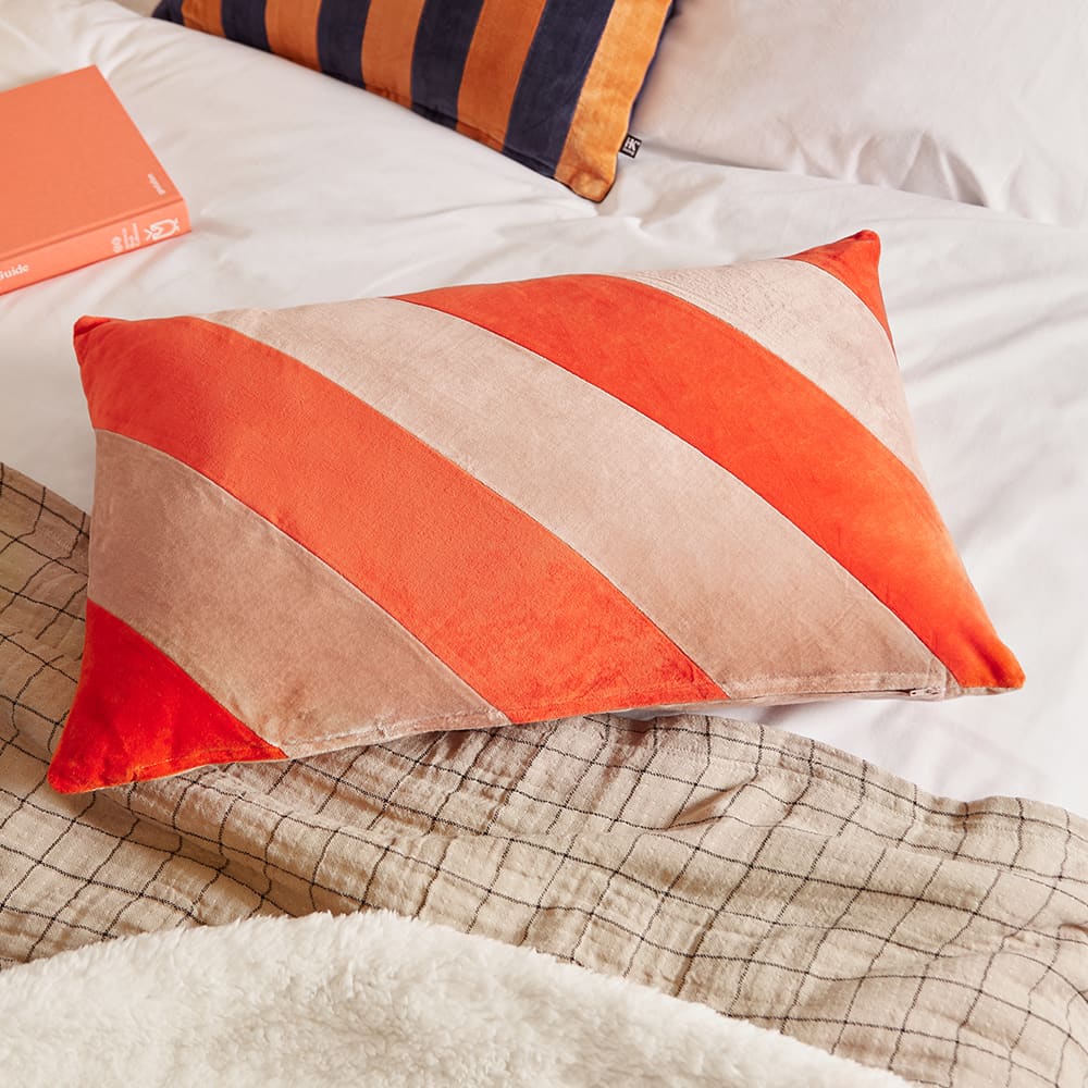 HKliving Striped Rectangle Cushion Red & Pink END. (US)