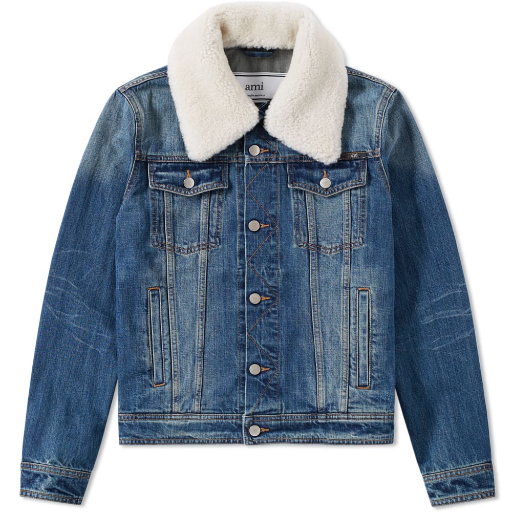 AMI Wool Collar Denim Jacket Used Blue END. (US)