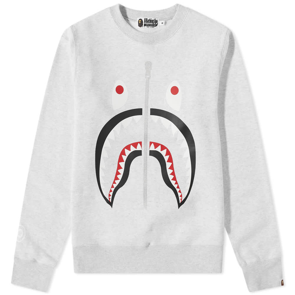 A Bathing Ape Shark Crew Sweat Grey | END. (Global)