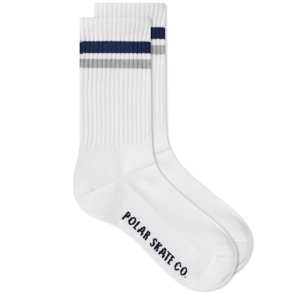 Polar Skate Co. Stripe Sock White & Navy & Grey | END. (JP)