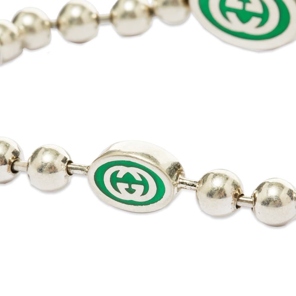 Gucci Interlocking G Enamel Boule Bracelet Silver & Green END. (US)