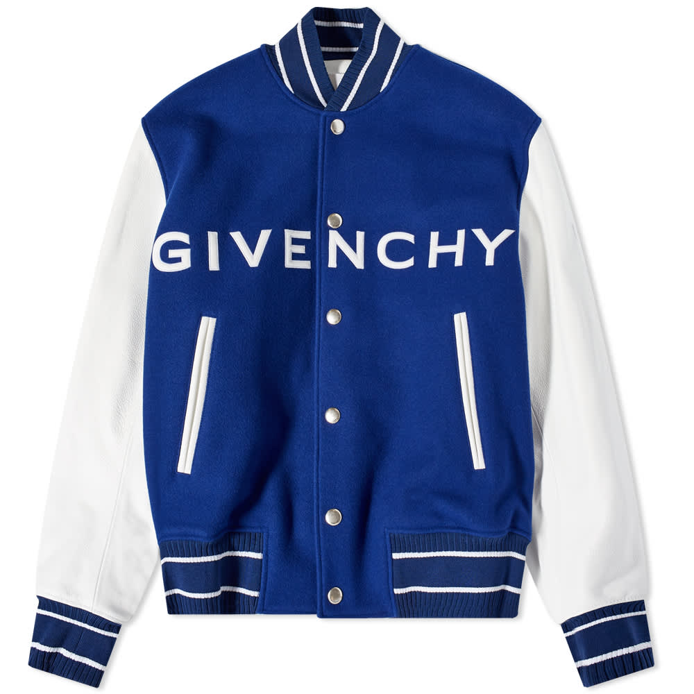 Givenchy Logo Leather Varsity Jacket White & Blue END. (CA)