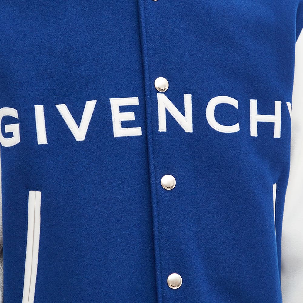 Givenchy Logo Leather Varsity Jacket - White & Blue