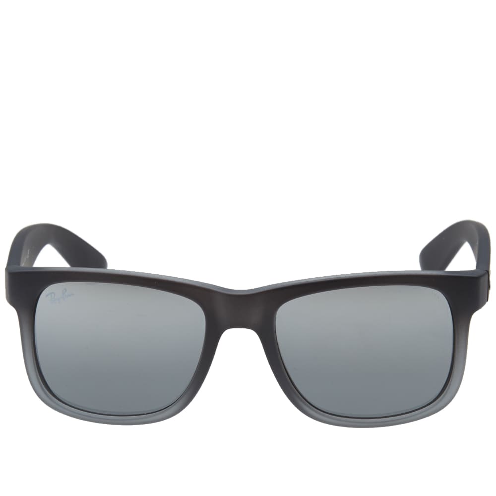 Ray Ban Justin Sunglasses Grey Rubber & Grey Mirror END.