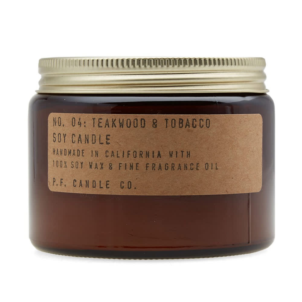 P.F. Candle Co No.04 Teakwood & Tobacco Double Wick Soy Candle 14oz