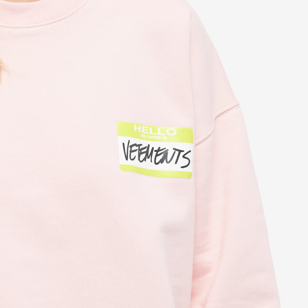VETEMENTS My Name Is Vetements Crew Sweat Baby Pink | END. (US)
