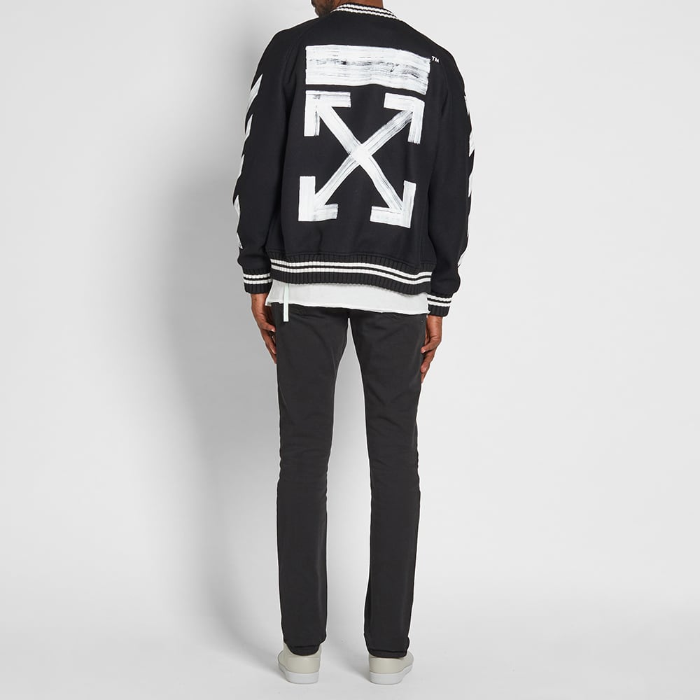 black off white varsity jacket